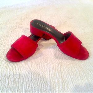 Via spiga red mule block heel